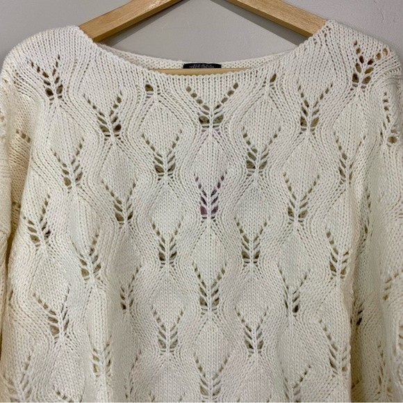 Wild Fable Women’s Cropped Long Sleeve Open Knit Chunky Sweater Cream NWT - Picture 2 of 7